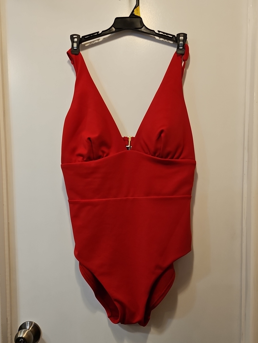 Time and Tru Red V-Neck One-Piece Swimsuit